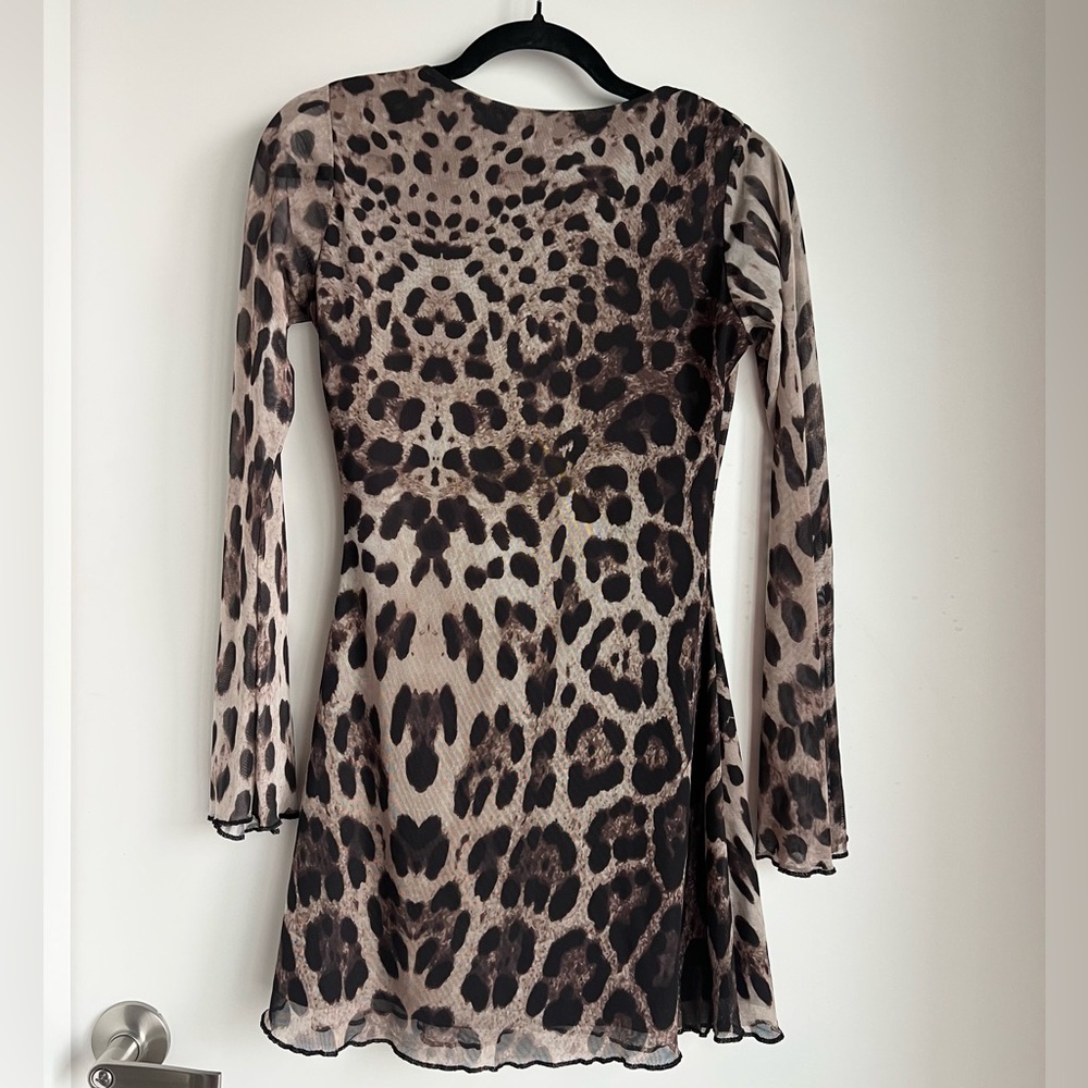 PrettyLittleThing Animal Print Long Sleeve Dress